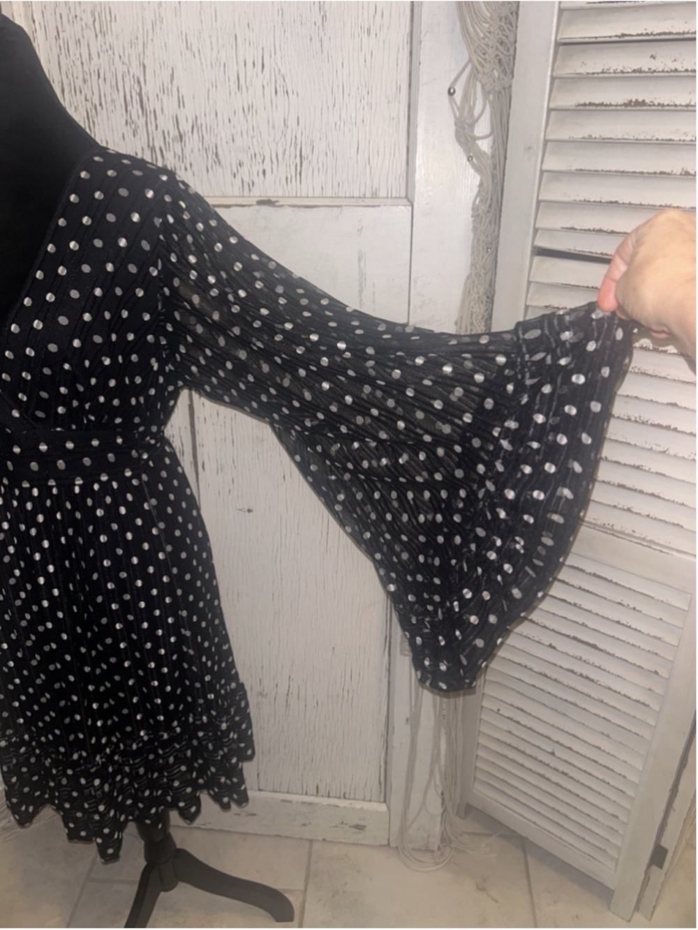 Betsey Johnson Women's Black White Polka Dot Hi-Low Fit & Flare Dress Size 14 - Picture 5 of 8